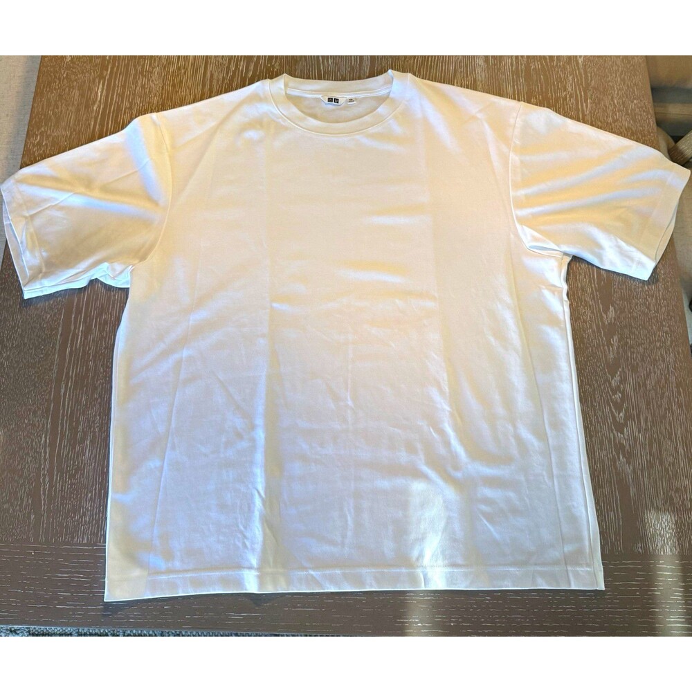 5 Uniqlo U Mens 2XL Solid White Cotton Knit Crew Neck Short Sleeve Oversized